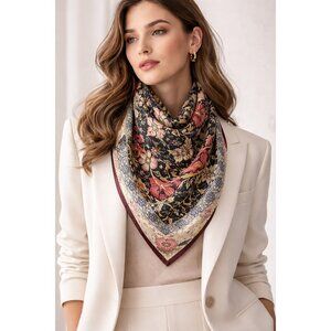 The Met Museum Silk Scarf William Morris Floral Print Square 20" Made Italy